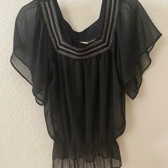 MUDD Black Sheer Blouse - Picture 1 of 6